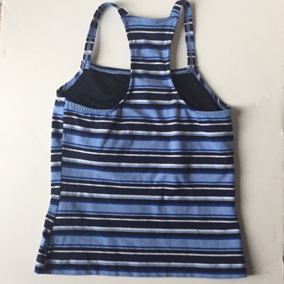 Striped stretch tank with built in shelf bra - Picture 2 of 4